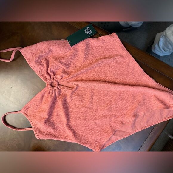 Wild Fable Womens Spaghetti Strap Cut Out Bodysuit Coral Pink NWOT Size L - Picture 3 of 12